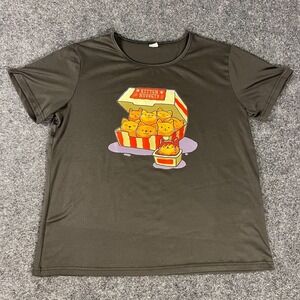 Kitten Nuggets Graphic T Shirt Womens XL Funny Cat Meme Stretch Tee Black